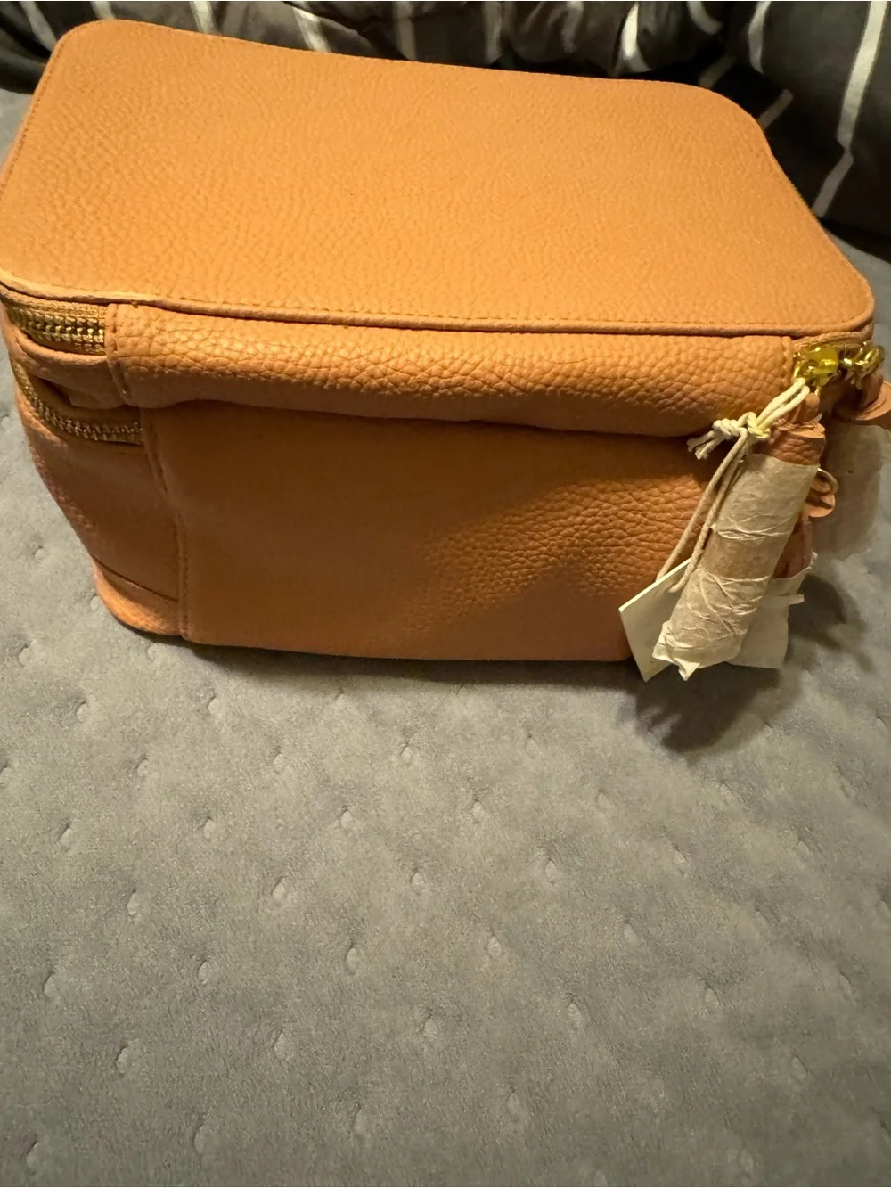 NEW Luxe Rose Textured Leather Double-Zip Cosmetic Case - Picture 10 of 13